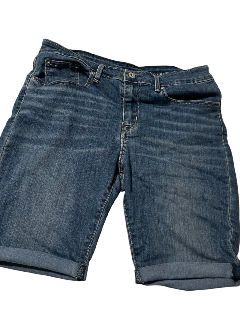 Levi's Blue Denim Signature Shorts Size 12 Medium Length and Bermuda - Picture 4 of 10